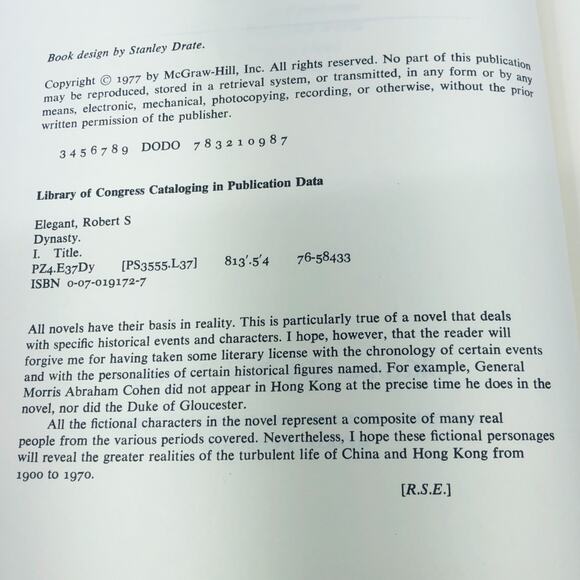 Dynasty a Novel by Robert S. Elegant 1977 McGraw-Hill Book Company - Picture 9 of 13